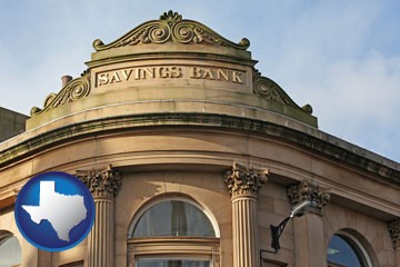 a savings bank - with Texas icon